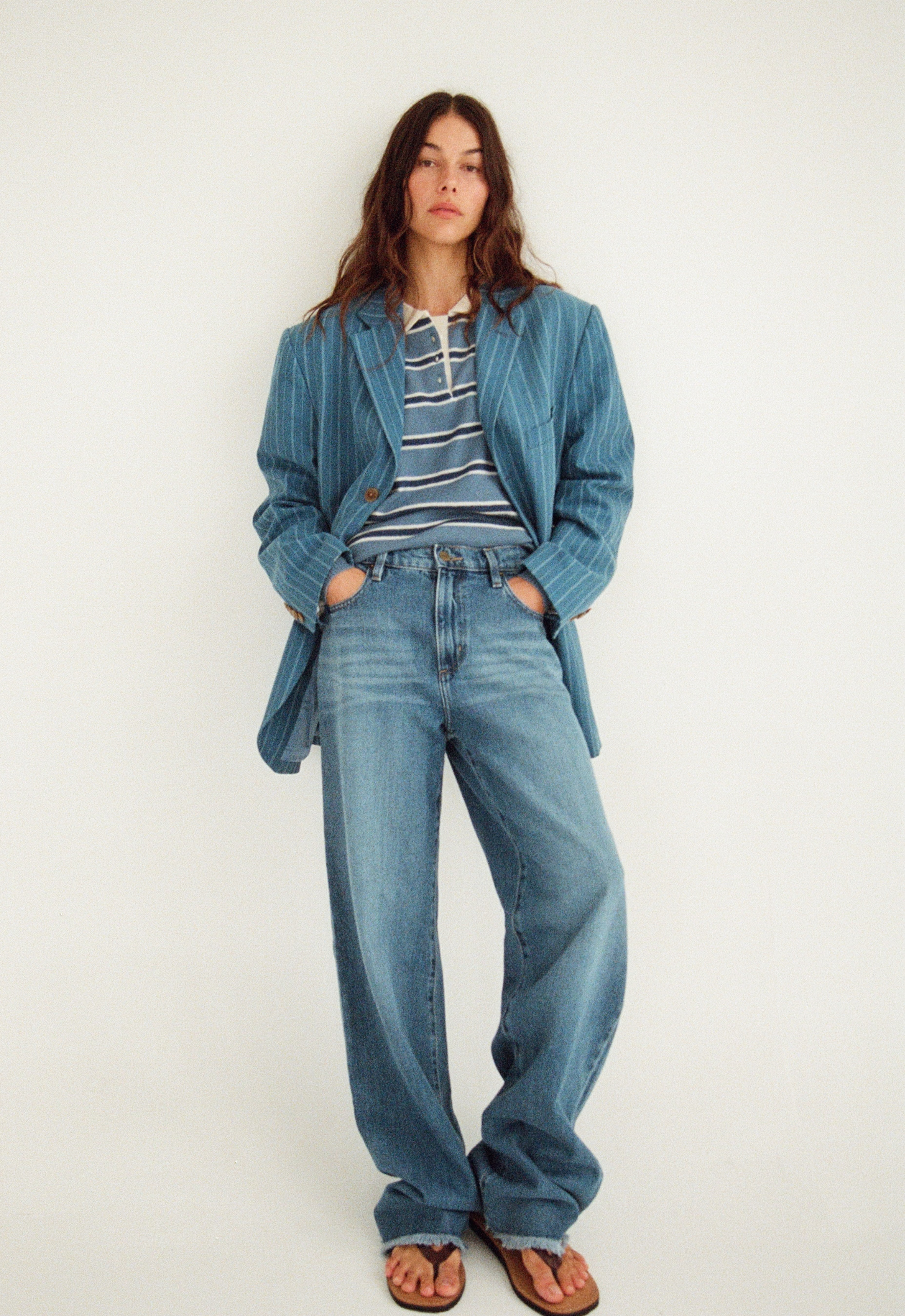 Maggie Marilyn This Must Be The Place Sweater in Vintage Navy Stripe - detail view