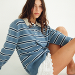 Maggie Marilyn This Must Be The Place Sweater in Vintage Navy Stripe - styled look