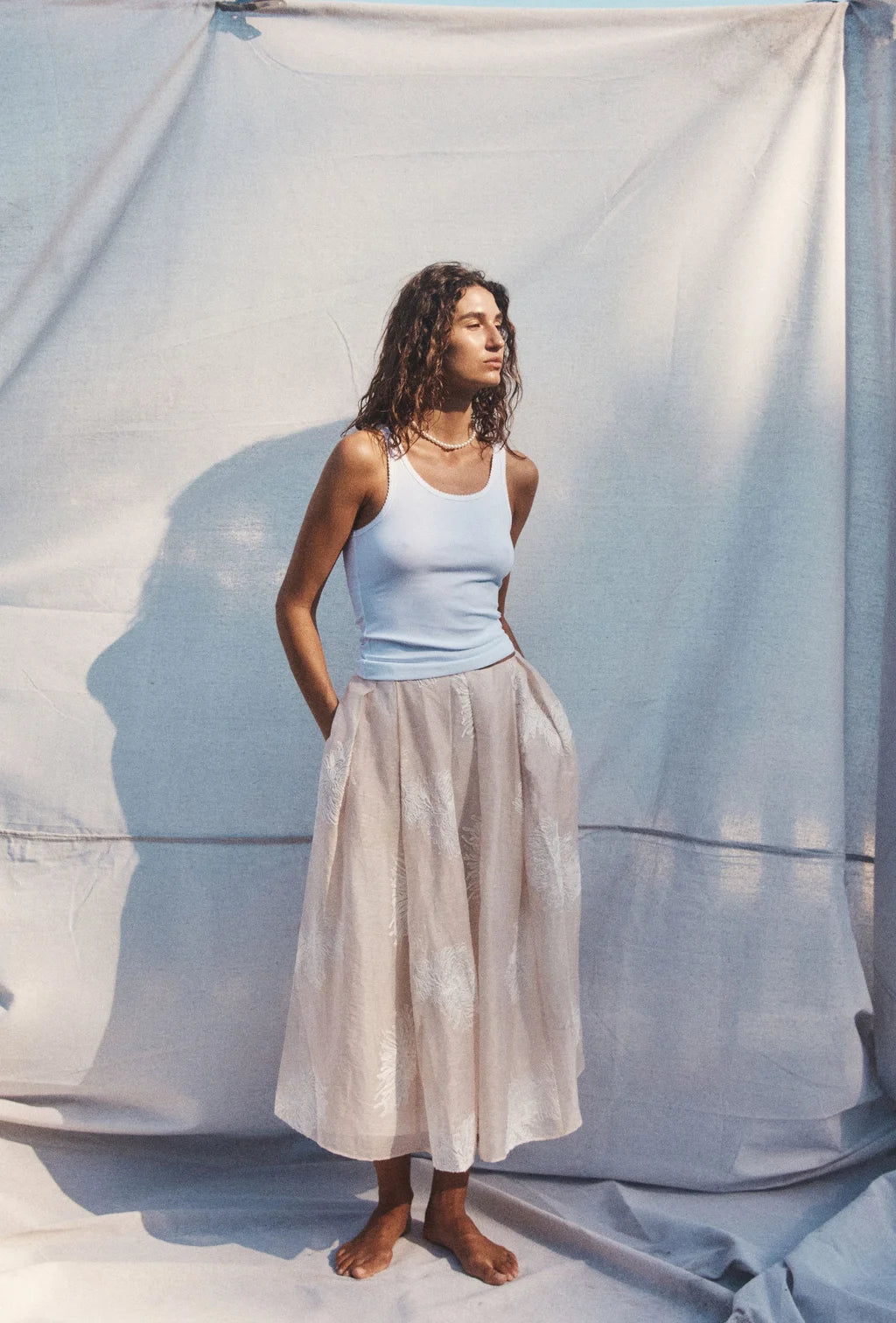 Maggie Marilyn A Good Thing Going Skirt in Milk Cream Embroidery