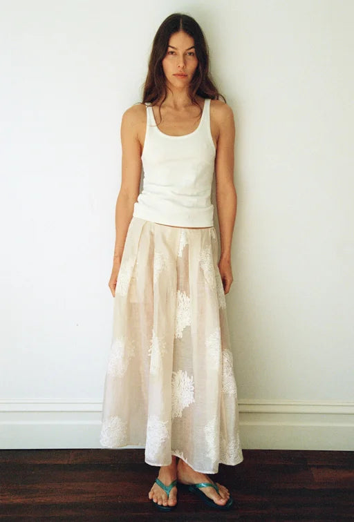 Maggie Marilyn A Good Thing Going Skirt in Milk Cream Embroidery