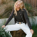 Maggie Marilyn Cashmere Twin Set in Black Coffee - detail view