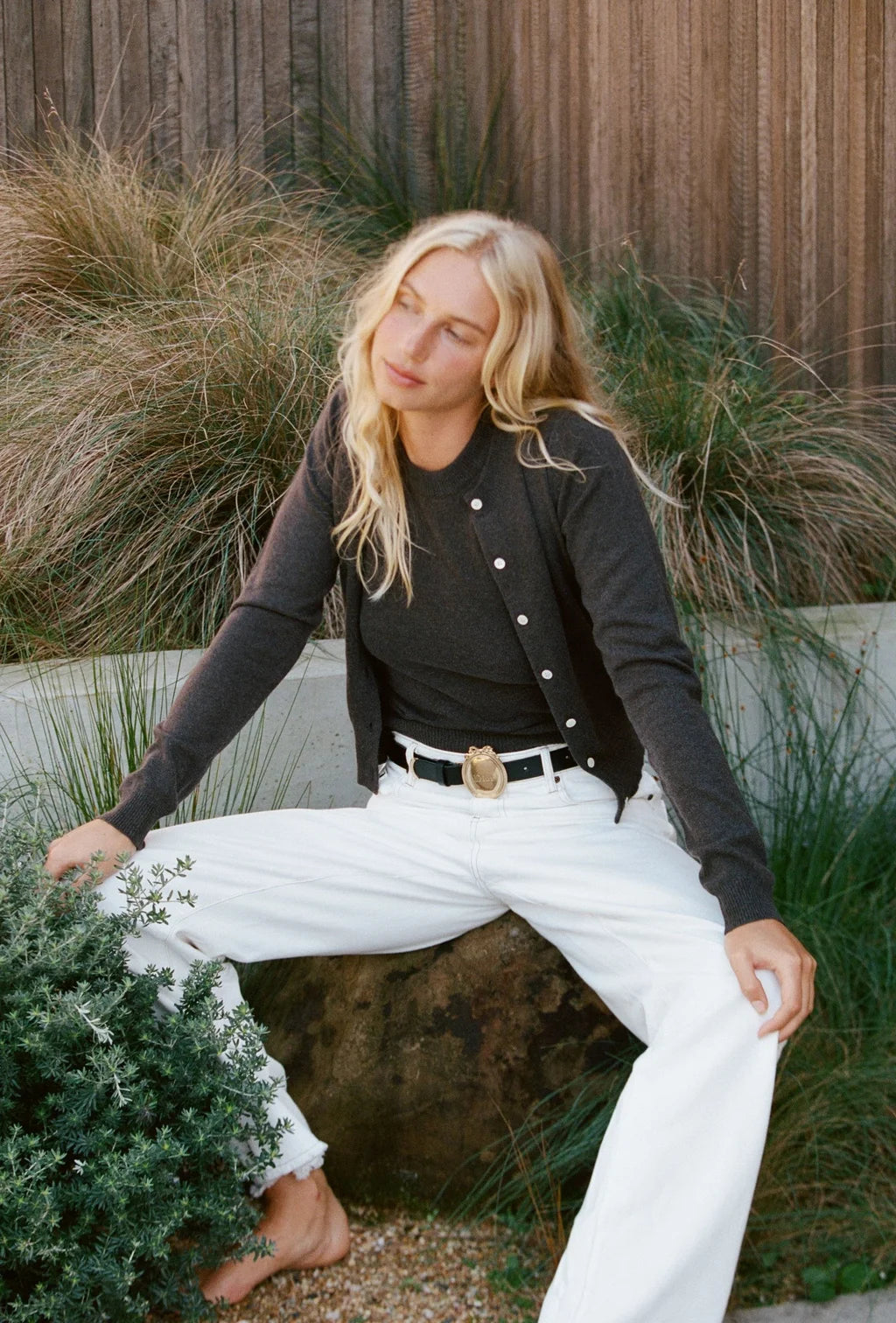 Maggie Marilyn Cashmere Twin Set in Black Coffee - detail view