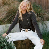 Maggie Marilyn Cashmere Twin Set in Black Coffee - detail view