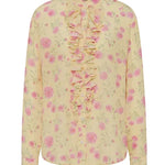 Maggie Marilyn For The Frill of It Shirt in Strawberry Dahlia on Butter Yellow