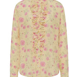 Maggie Marilyn For The Frill of It Shirt in Strawberry Dahlia on Butter Yellow