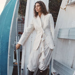 Maggie Marilyn Love Is The Compass Blazer in Midnight Navy and Cream Milk Stripe