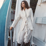 Maggie Marilyn Love Is The Compass Blazer in Midnight Navy and Cream Milk Stripe