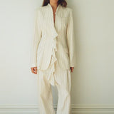 Maggie Marilyn Love Is The Compass Blazer in Midnight Navy and Cream Milk Stripe