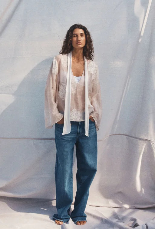 Maggie Marilyn The Good Kind of Nerves Top in Milk Cream Embroidery