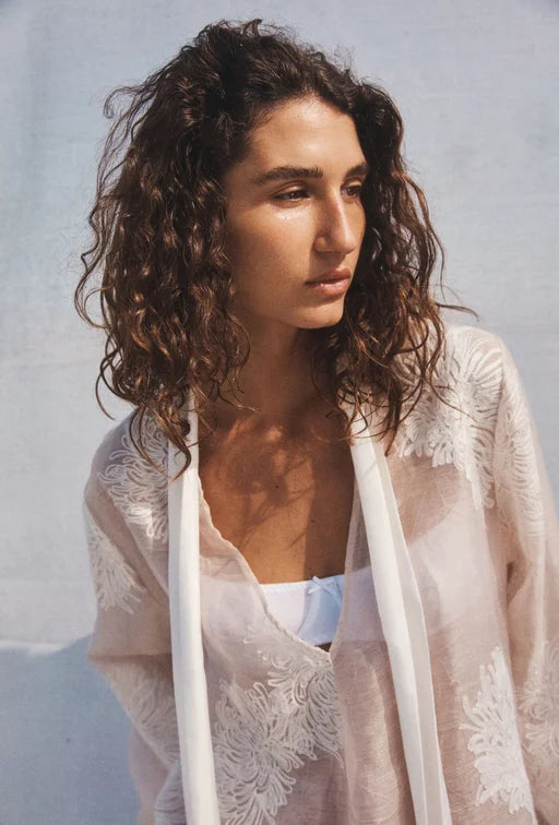 Maggie Marilyn The Good Kind of Nerves Top in Milk Cream Embroidery