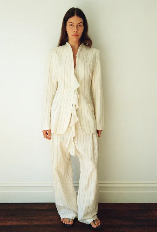 Maggie Marilyn Things Are Looking Up Pant in Navy and Milk Stripe