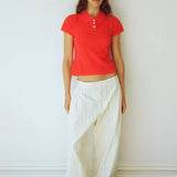 Maggie Marilyn Things Are Looking Up Pant in Navy and Milk Stripe