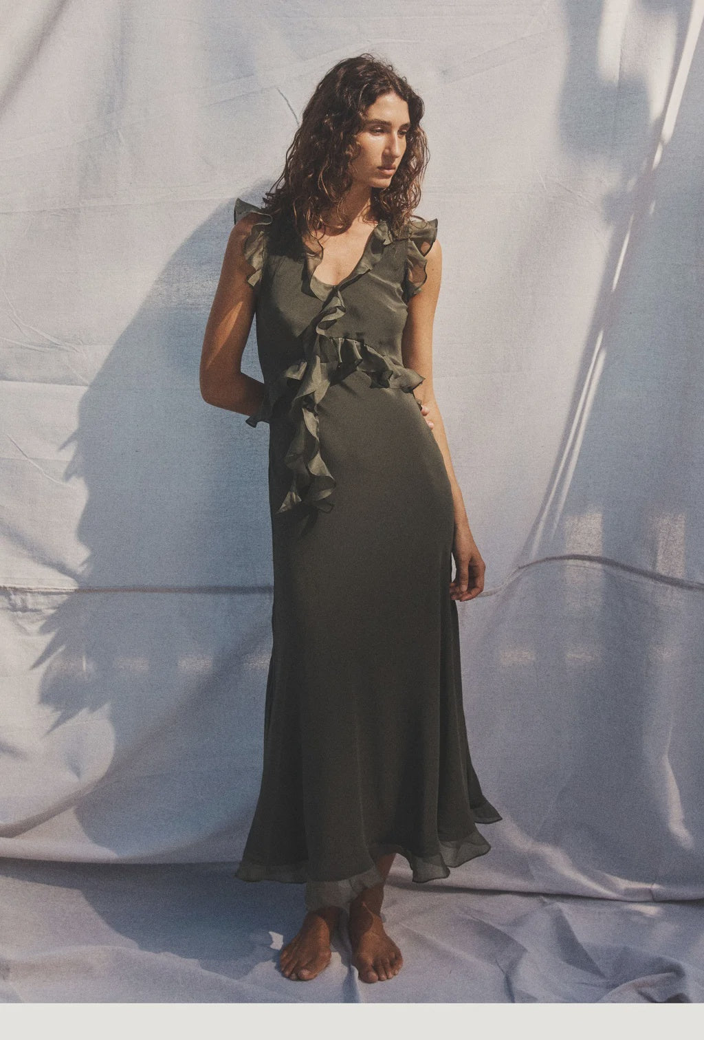 Maggie Marilyn Weak In The Knees Dress Driftwood Green Khaki Olive