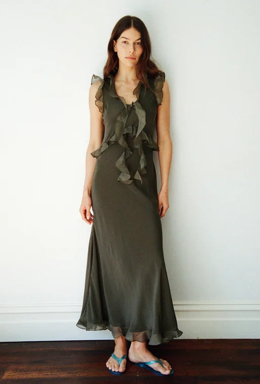 Maggie Marilyn Weak In The Knees Dress Driftwood Green Khaki Olive