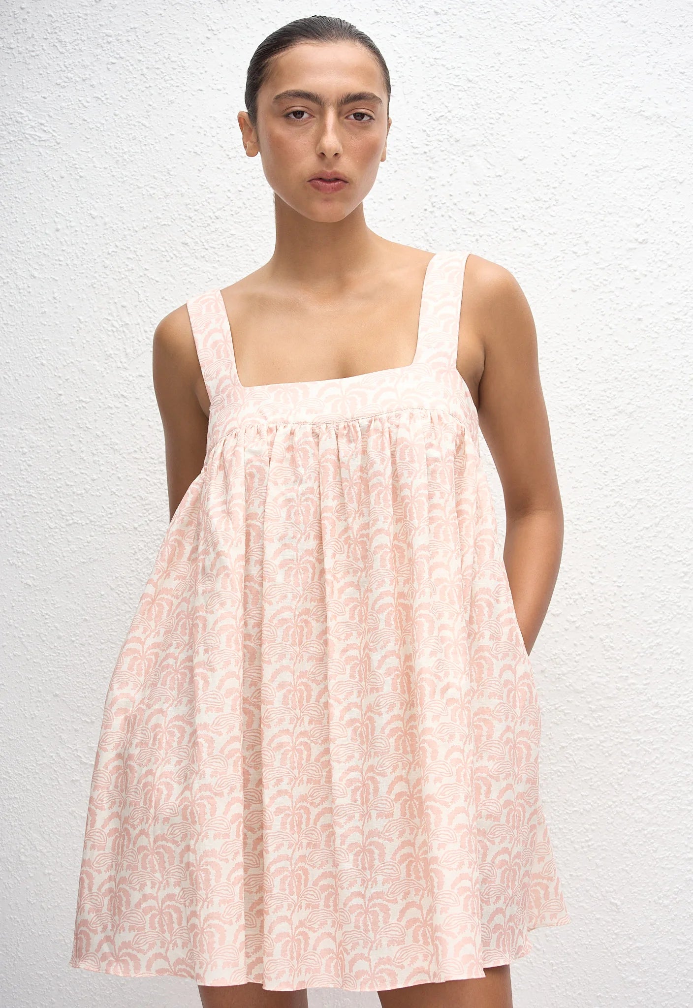 Matteau Babydoll Linen Mini Dress in Oasis