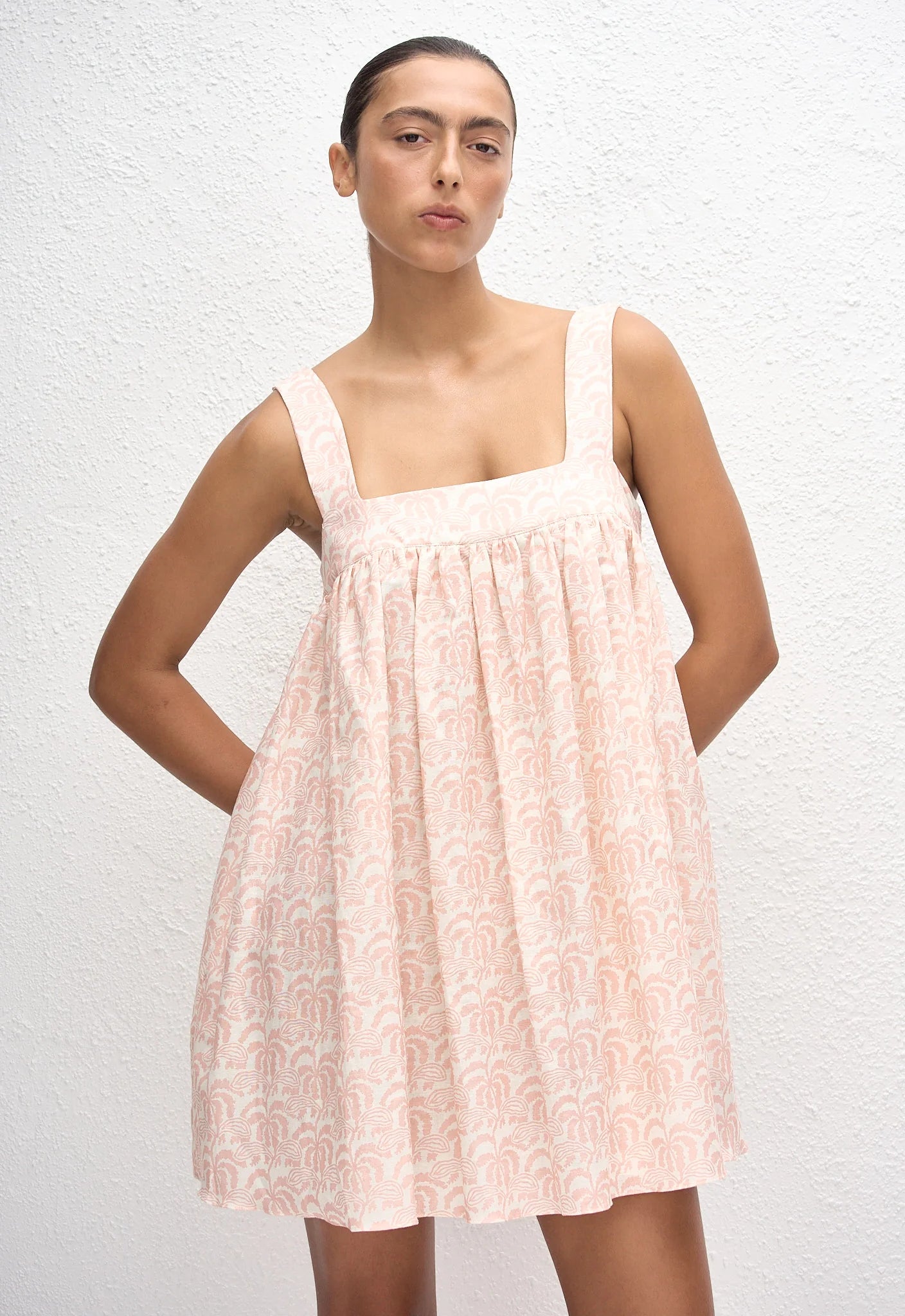 Matteau Babydoll Linen Mini Dress in Oasis