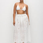 Matteau Broderie Midi Skirt in White - side view