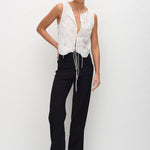 Matteau Broderie Tie Blouse in White - side view