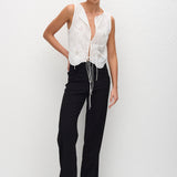 Matteau Broderie Tie Blouse in White - side view