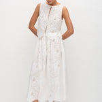 Matteau Broderie Tie Blouse in White - styled look