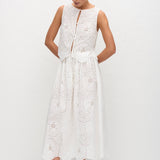 Matteau Broderie Tie Blouse in White - styled look