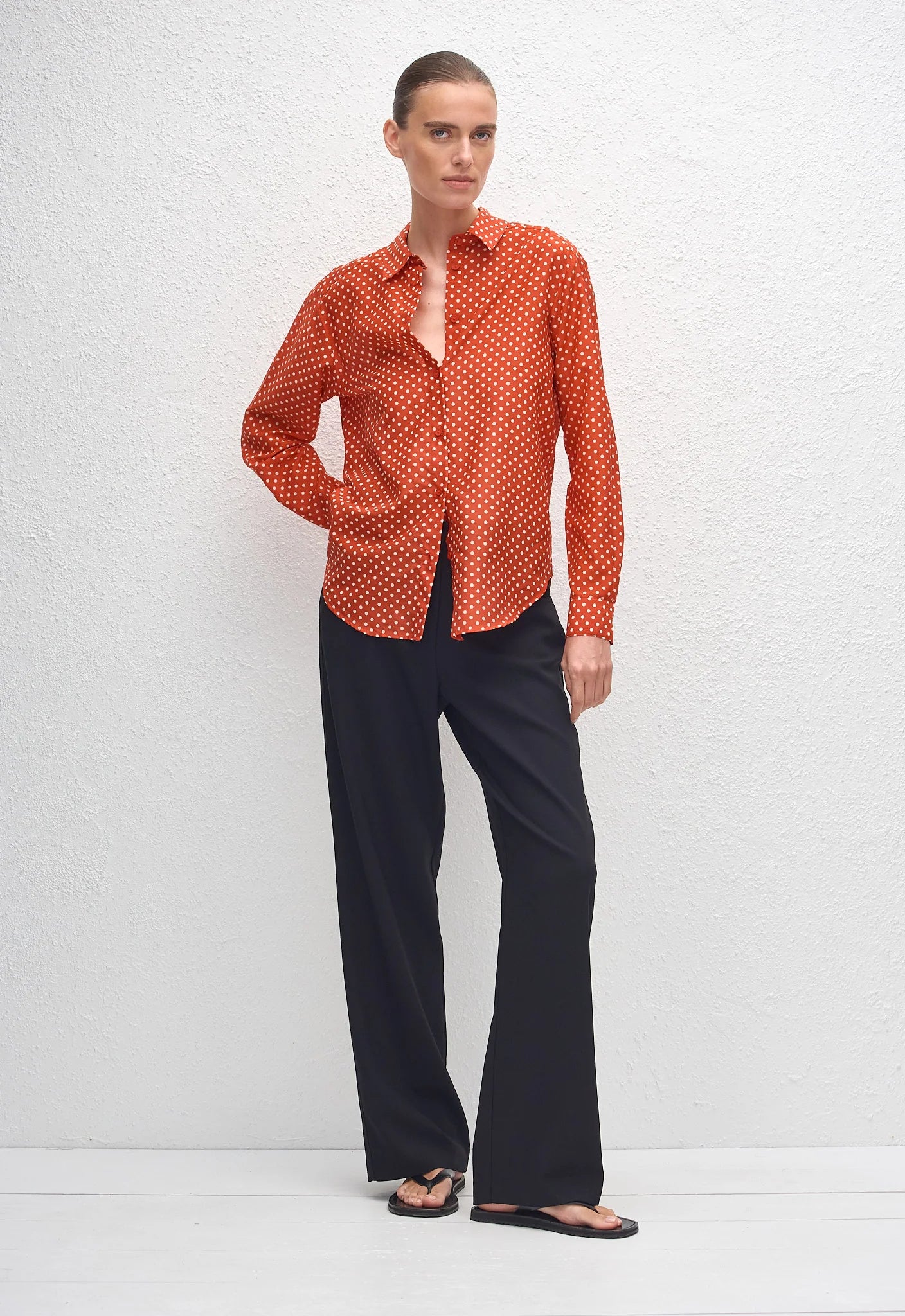 Matteau Classic Shirt in Tomato Polka Dot