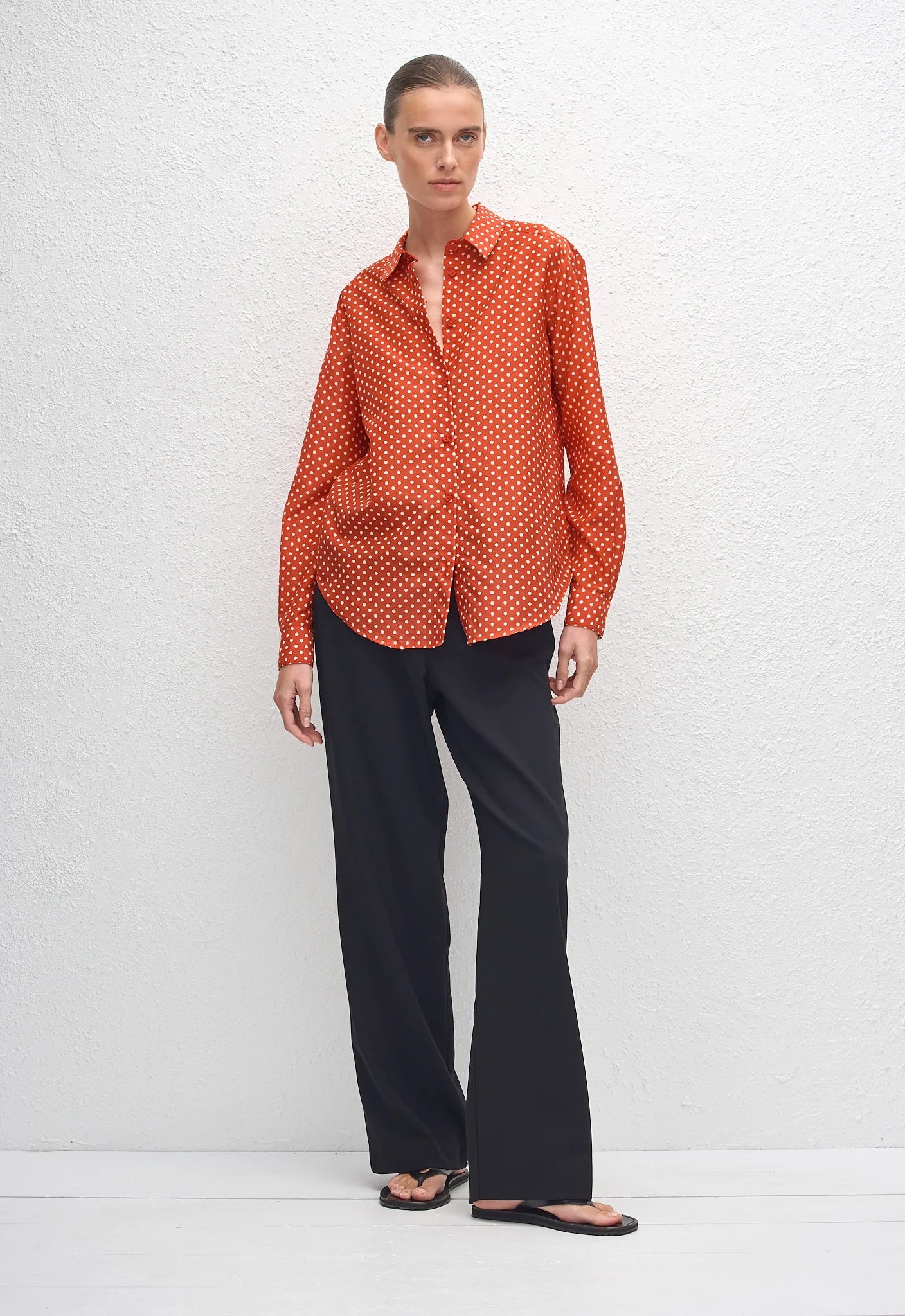 Matteau Classic Shirt in Tomato Polka Dot