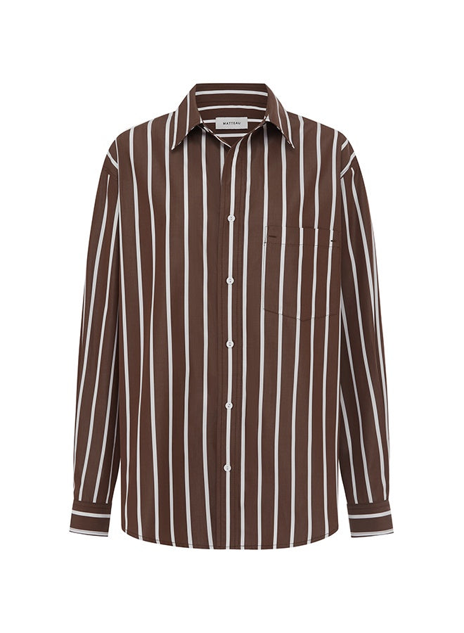 Matteau Classic Stripe Shirt in Chocolate Stripe