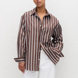 Matteau Classic Stripe Shirt in Chocolate Stripe