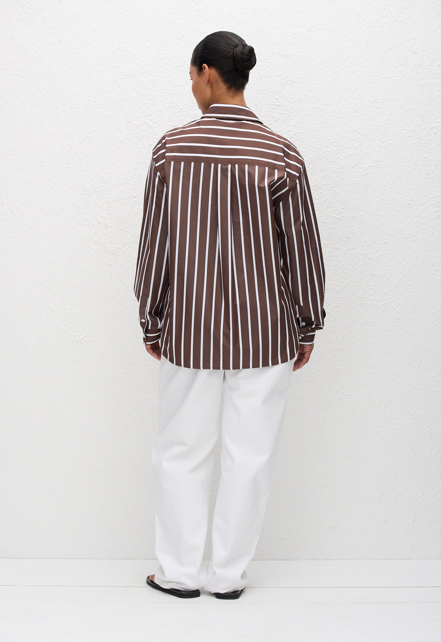 Matteau Classic Stripe Shirt in Chocolate Stripe