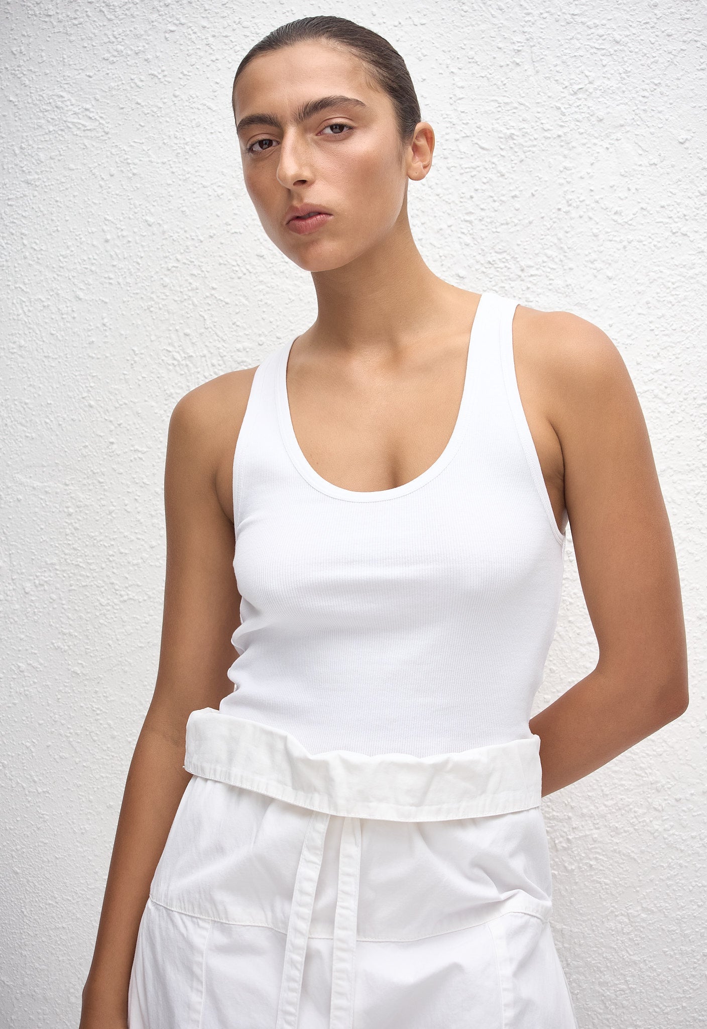 Matteau Classic Rib Tank in Chalk - side view
