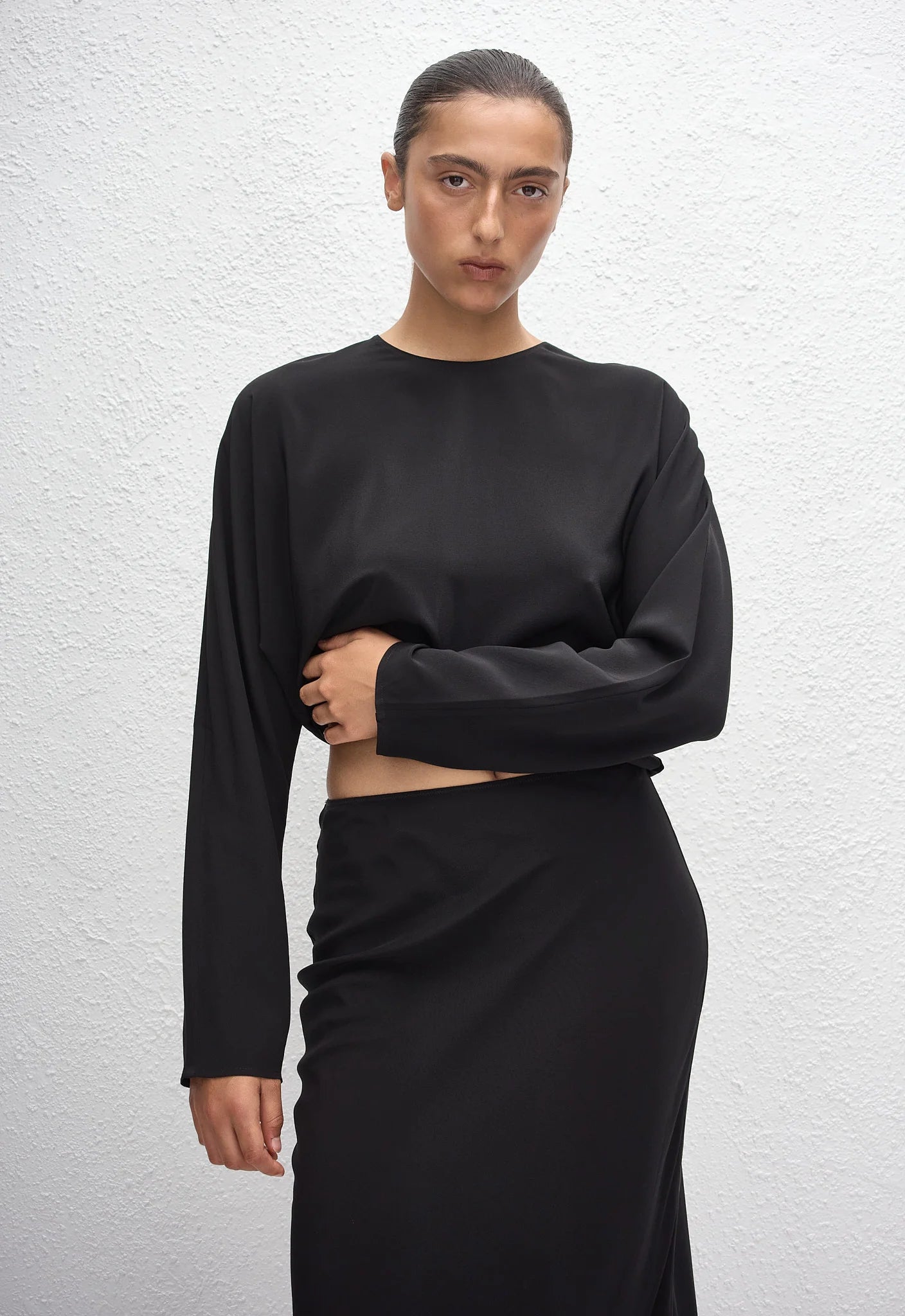 Matteau Dolman Silk Blouse in Black