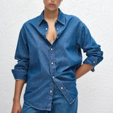 Matteau Denim Shirt in Classic Wash - detail view
