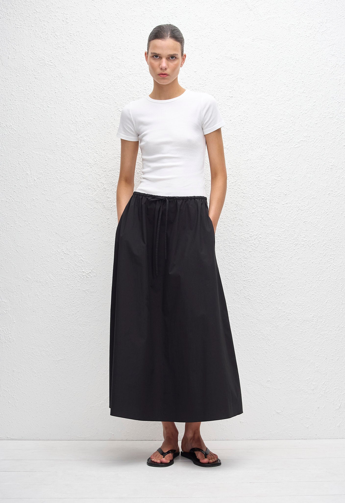 Matteau Drawcord Skirt in Black - side view