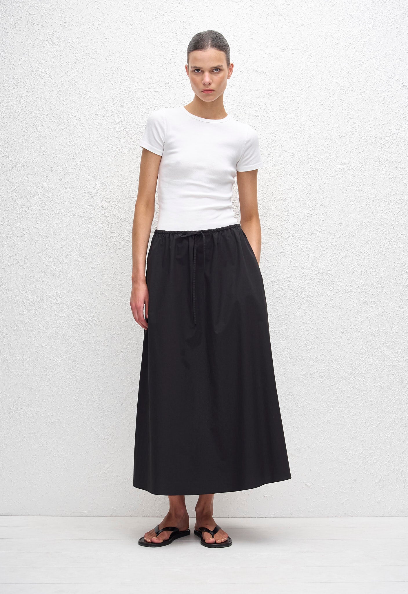 Matteau Drawcord Skirt in Black - detail view