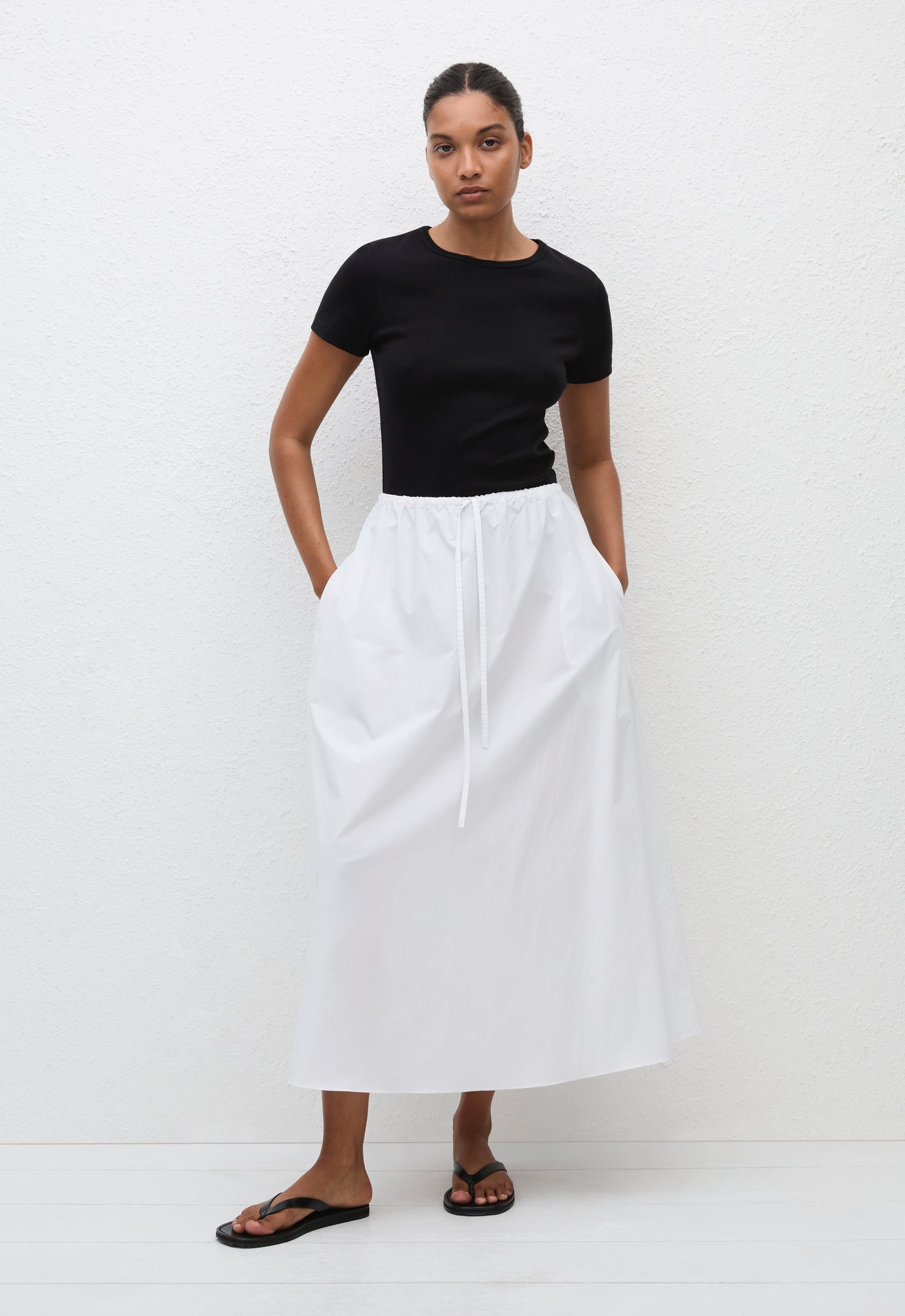 Matteau Drawcord Skirt in White - side view