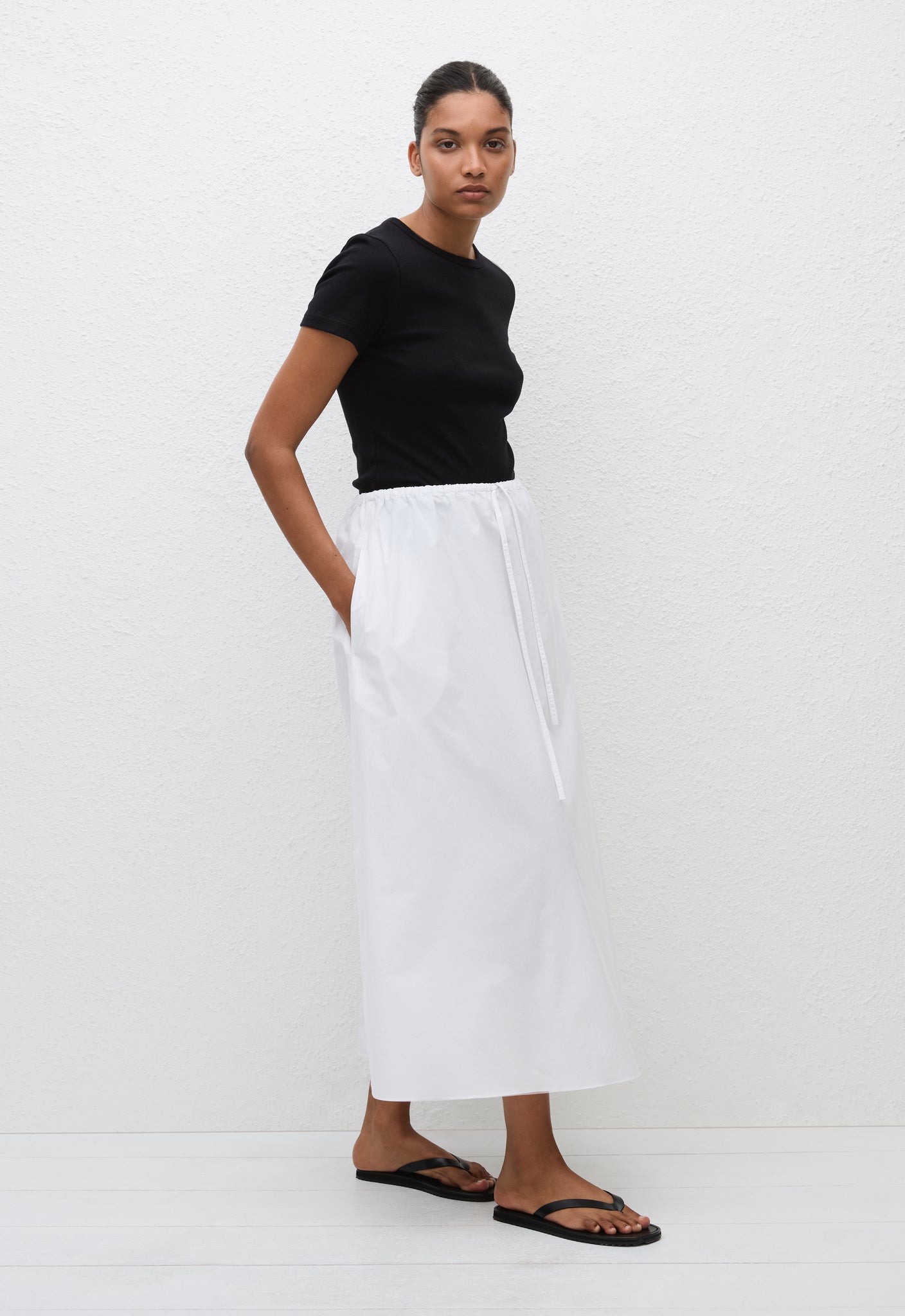 Matteau Drawcord Skirt in White - styled look