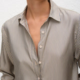 Matteau Fine Stripe Silk Shirt in Monaco Stripe