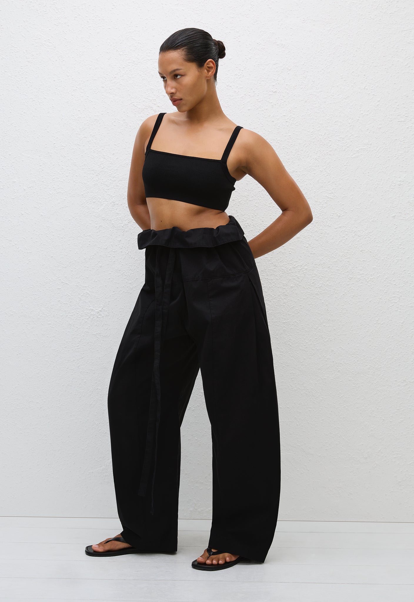 Matteau Fisherman Drawcord Pant in Black - detail view