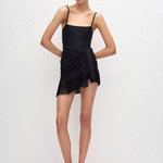 Matteau Fringe Sarong in Black - side view