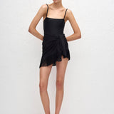 Matteau Fringe Sarong in Black - side view