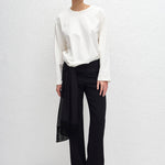 Matteau Fringe Scarf in Black - side view