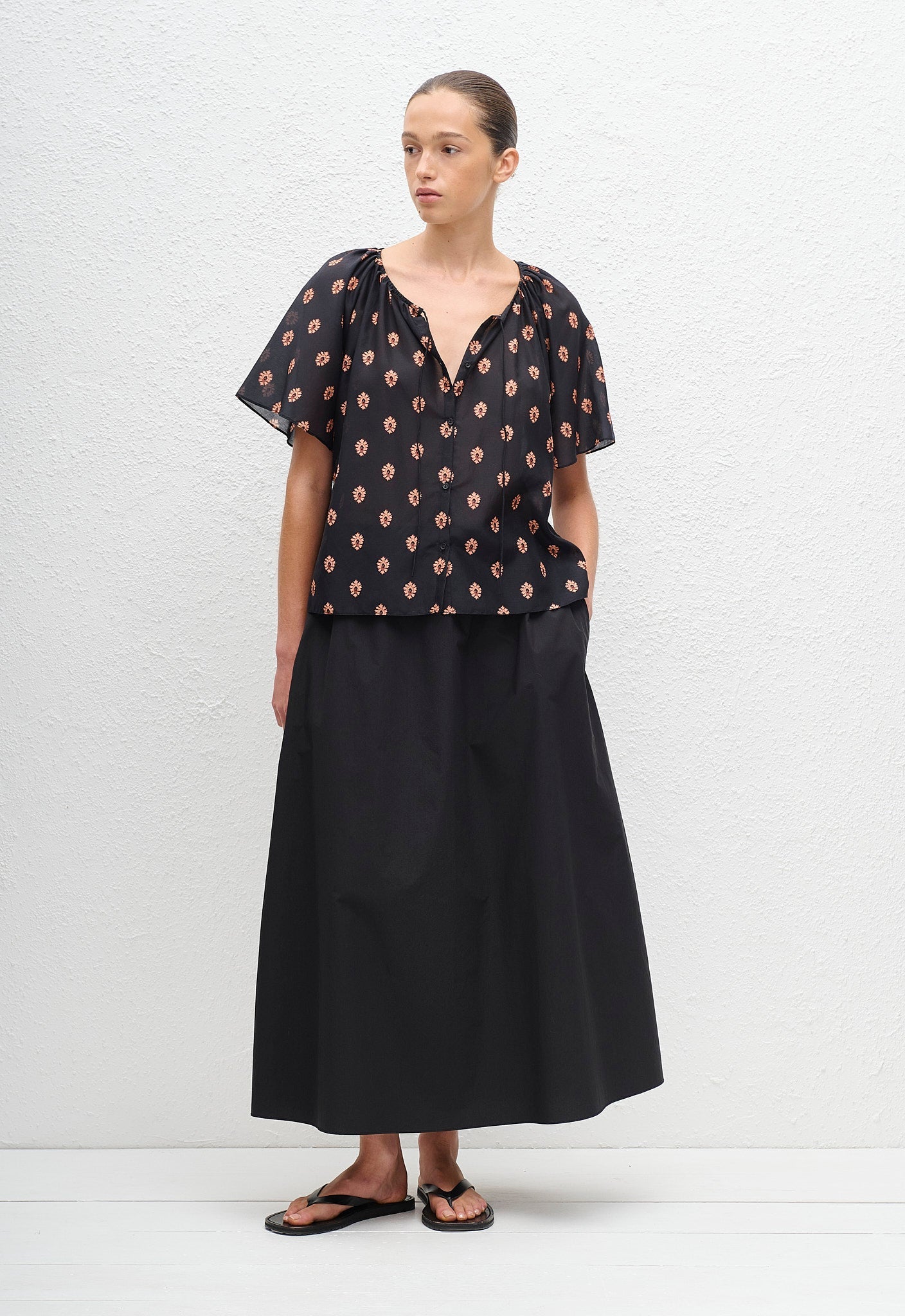 Matteau Gathered Blouse in Vida - side view