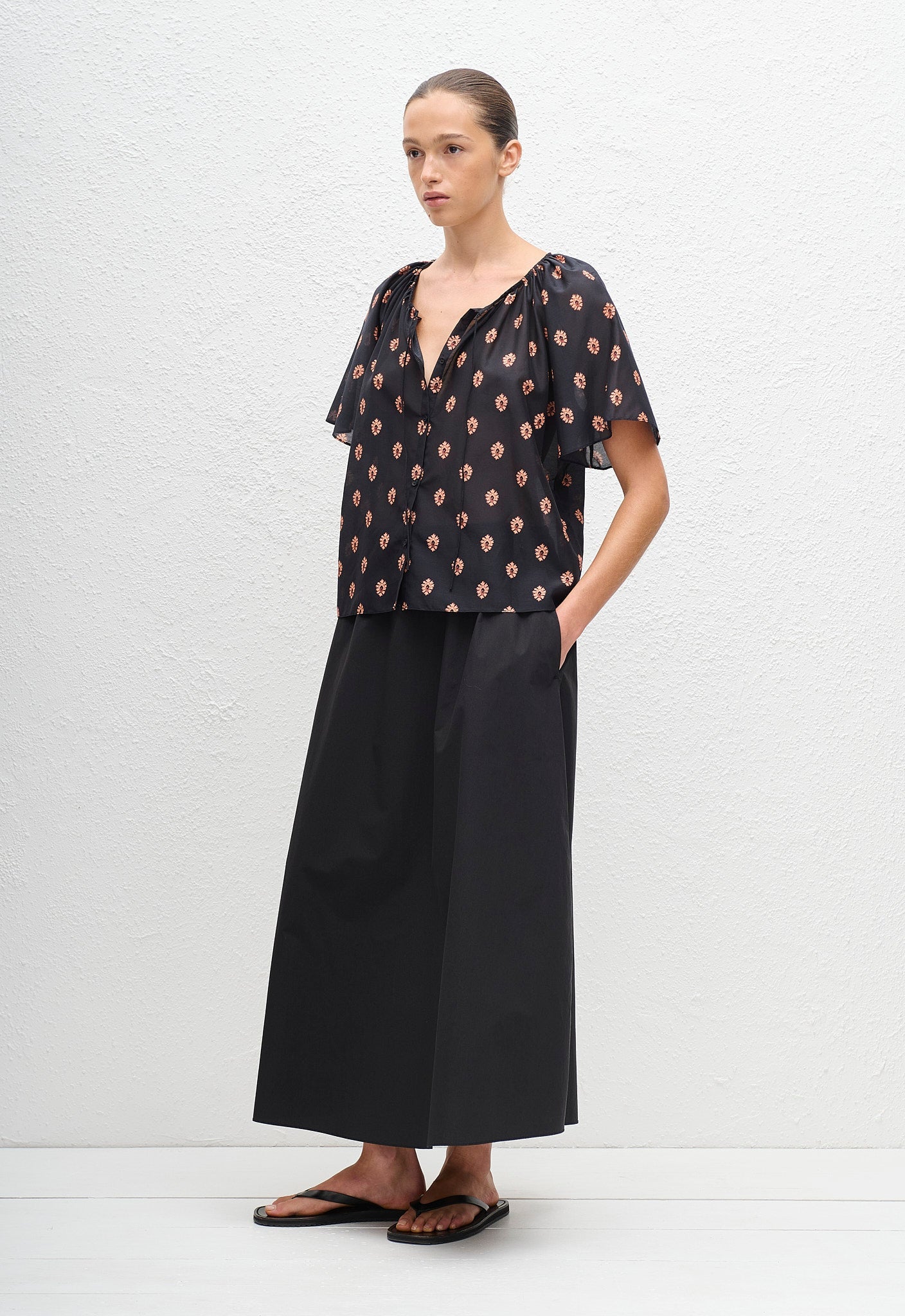 Matteau Gathered Blouse in Vida - detail view