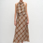 Matteau Layered Halter Midi Dress in Picnic Plaid