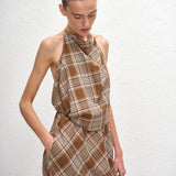 Matteau Layered Halter Midi Dress in Picnic Plaid