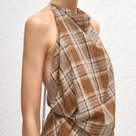 Matteau Layered Halter Midi Dress in Picnic Plaid