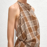Matteau Layered Halter Midi Dress in Picnic Plaid