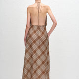 Matteau Layered Halter Midi Dress in Picnic Plaid