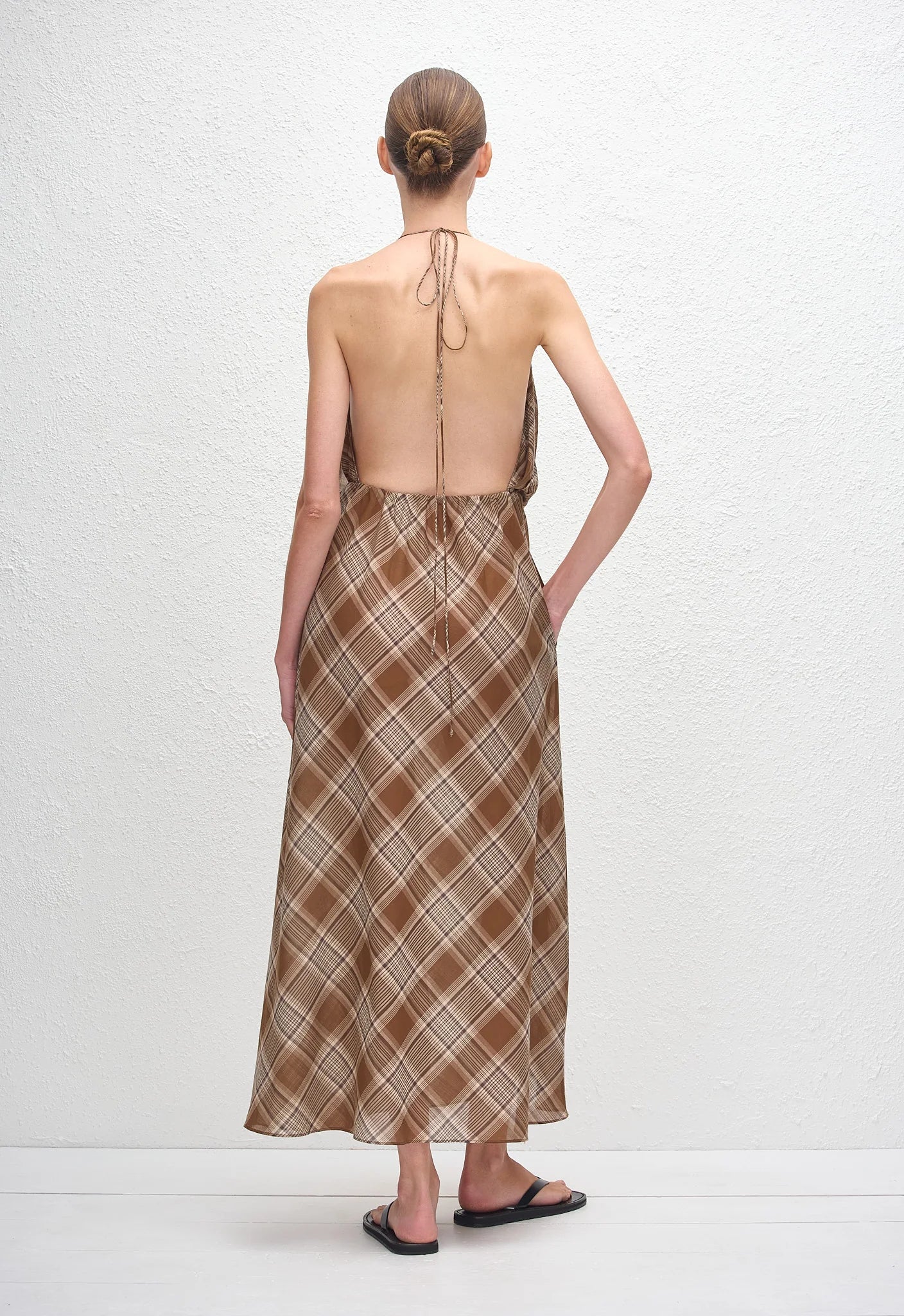 Matteau Layered Halter Midi Dress in Picnic Plaid
